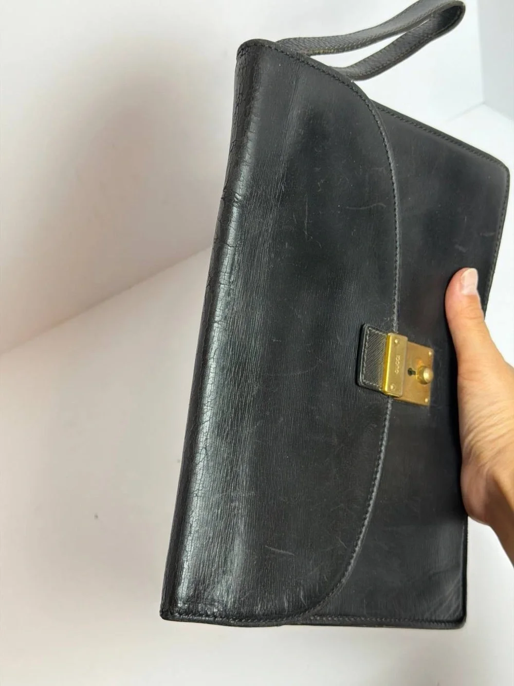 Gucci Vintage Black Leather Clutch Bag
